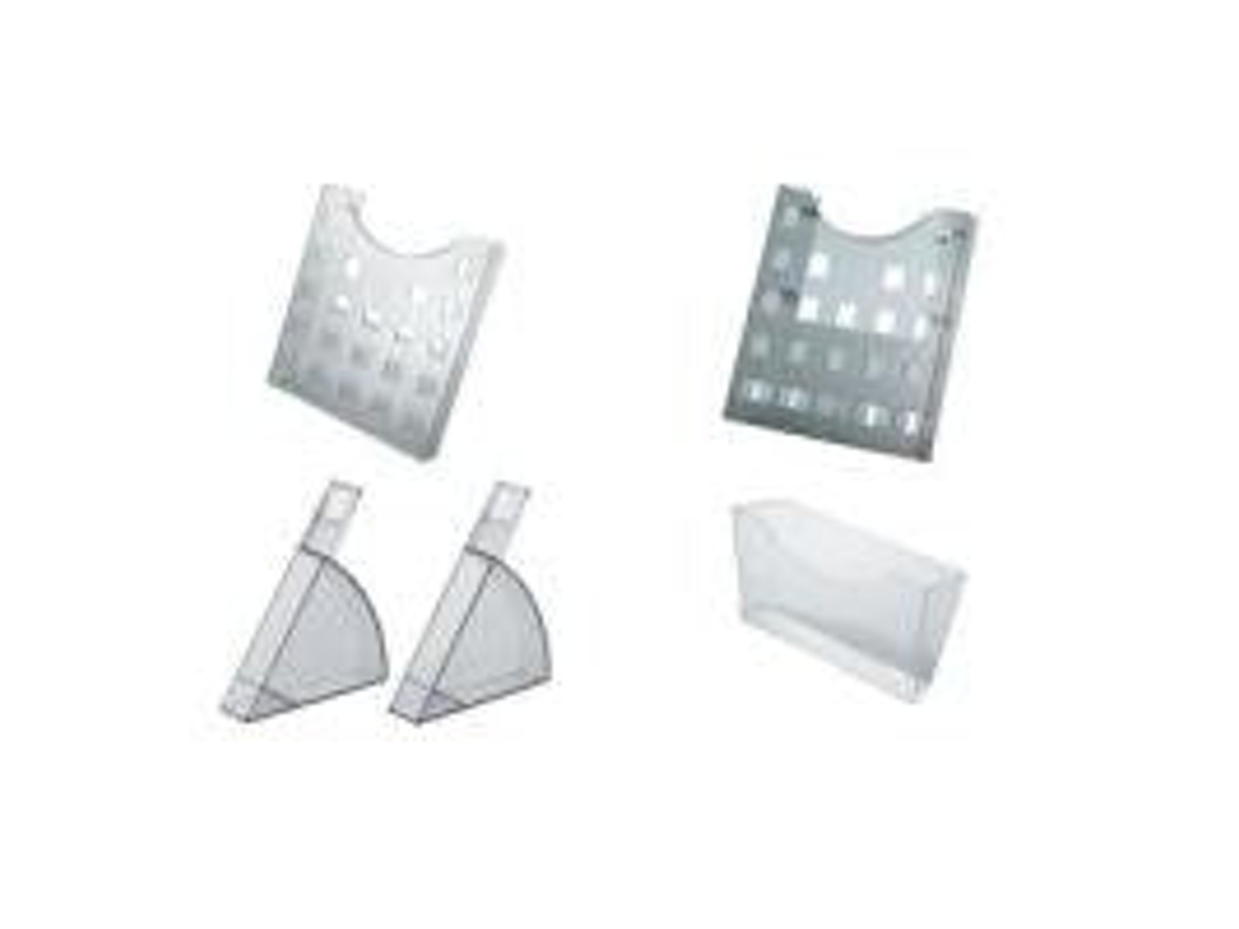 Soporte de pared para portafolletos, transparente para montaje en pared de uno o más portafolletos Helit (h6103002)