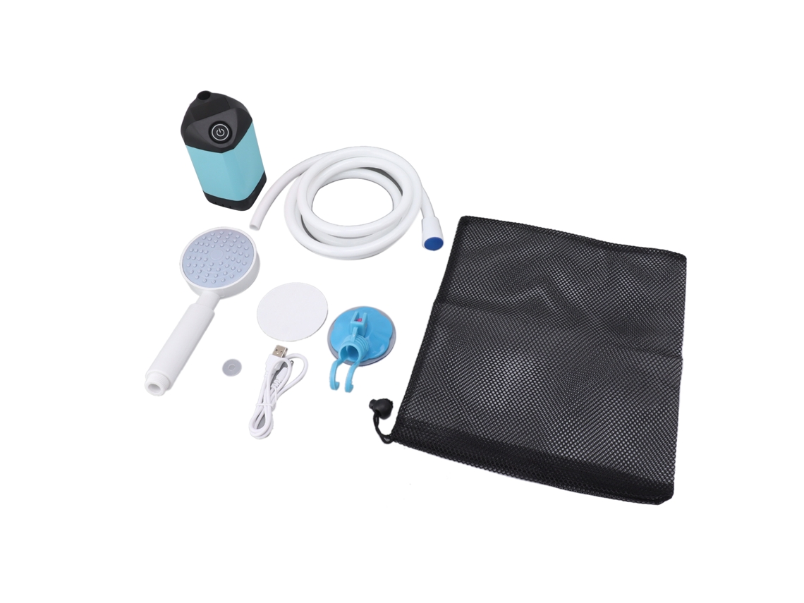 Ducha eléctrica exterior para camping, azul, 10 W, 4800 mAh, 5 V, 2 A