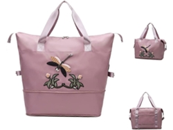 Bolsa de viaje plegable, portátil y de gran capacidad, fabricada en tejido Oxford impermeable, ligera e ideal para ir de compras, al gimnasio y practicar deportes (morado oscuro).