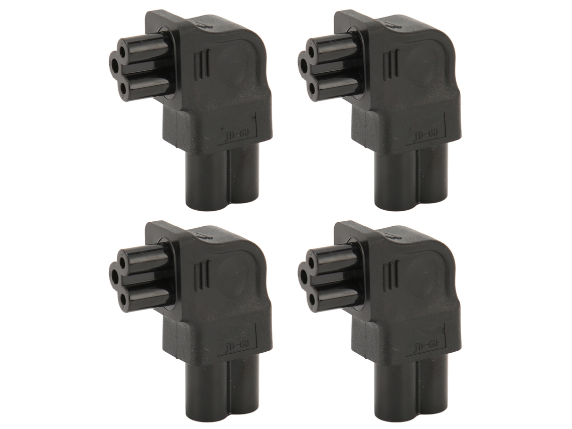 Adaptador de corriente IEC320 C6 a C5 de 90° en ángulo recto, 4 unidades, 250 V, macho y hembra, YHL