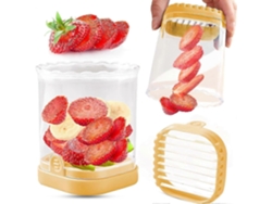 Cortador de frutas, fresas, plátanos, uvas, huevos y frutas desmontables con placa de empuje. Everley891