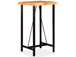Maison Exclusive - Mesa Y Taburetes Bar Madera Maciza Acacia Cuero Real Y Lona