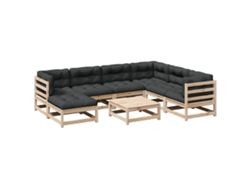 Conjunto 8 de sofás de jardín VIDAXL con conjines madera maciza pino