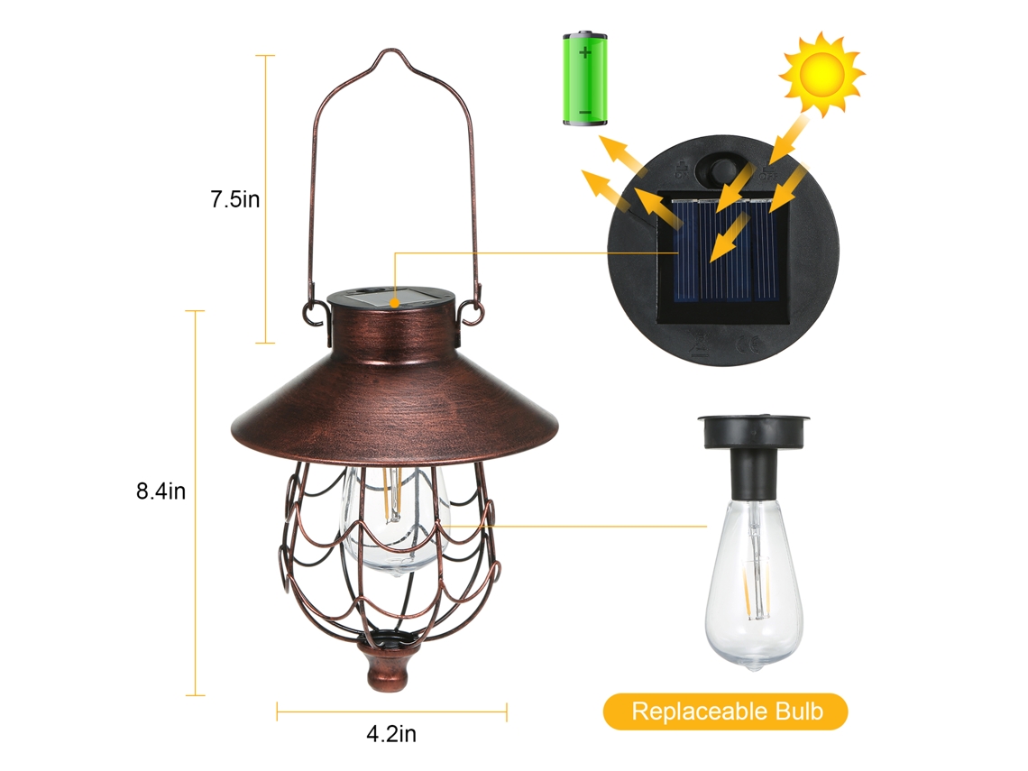 2026-lámpara Colgante Solar Con Control De Luz Sensible Ip65 Batería Recargable 600mah Ideal Para Jardín Patio Patios Y Caminos