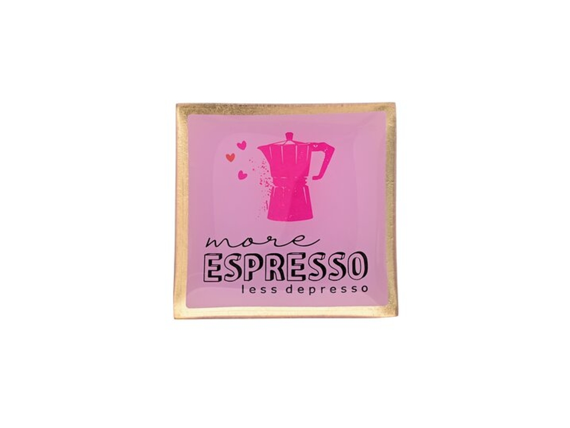 Piatto Decorativo Gift Company More Espresso Less Depresso– Love Plates Vetro 10 Cm
