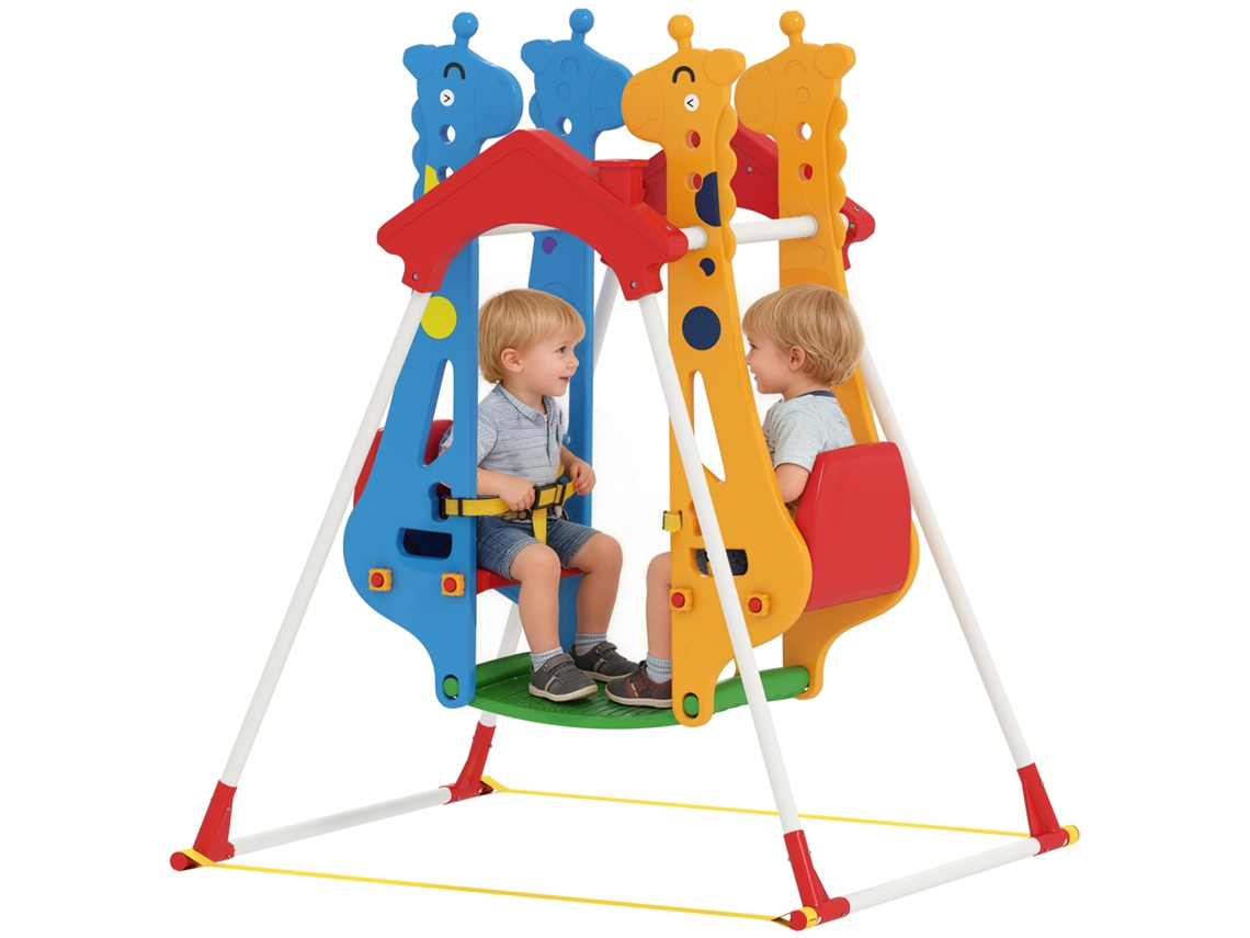 Columpio Infantil, Estructura Para Niños De 3 A 5 Años Con Dos Asientos Enfrentados, 114 X 94 X 134,5 Cm, Multicolor.