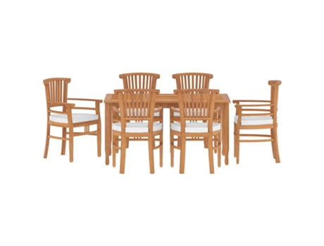 Conjunto 7 de comedor de jardín VIDAXL madera maciza de teca