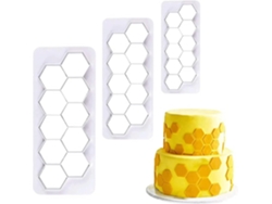 Cortadores de galletas hexagonales de 3 piezas, 3 tamaños, para decorar pasteles y galletas