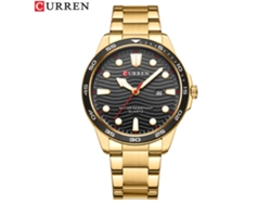 Reloj De Cuarzo Resistente Al Agua (dorado Y Negro), Estilo Sencillo, Correa De Acero Inoxidable.