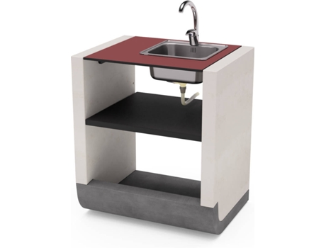 Módulo para Barbacoa TUOZI Sud con fregadero y grifo (Blanco, Vermelho - 81x60x90cm)