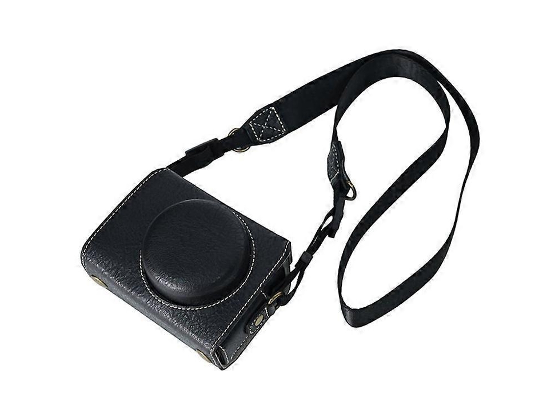Funda protectora de piel sintética texturizada de lichi para cámara Sony ZV-1F con correa para el hombro Facpoet