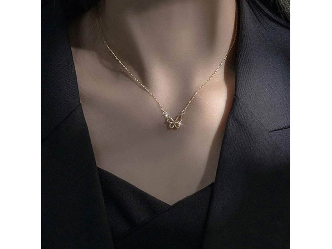 (oro) Collar De Mariposa De Plata De Ley S925, Oro De 18 Quilates, Con Un Diseño Sofisticado, Lujo Discreto, Estilo Versátil Y Brillo Etéreo.