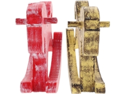 Conjunto 2 Estatuas Caballitos Mecedores Superficie Madera Sólida Pintada Decoración Artística Cumpleaños