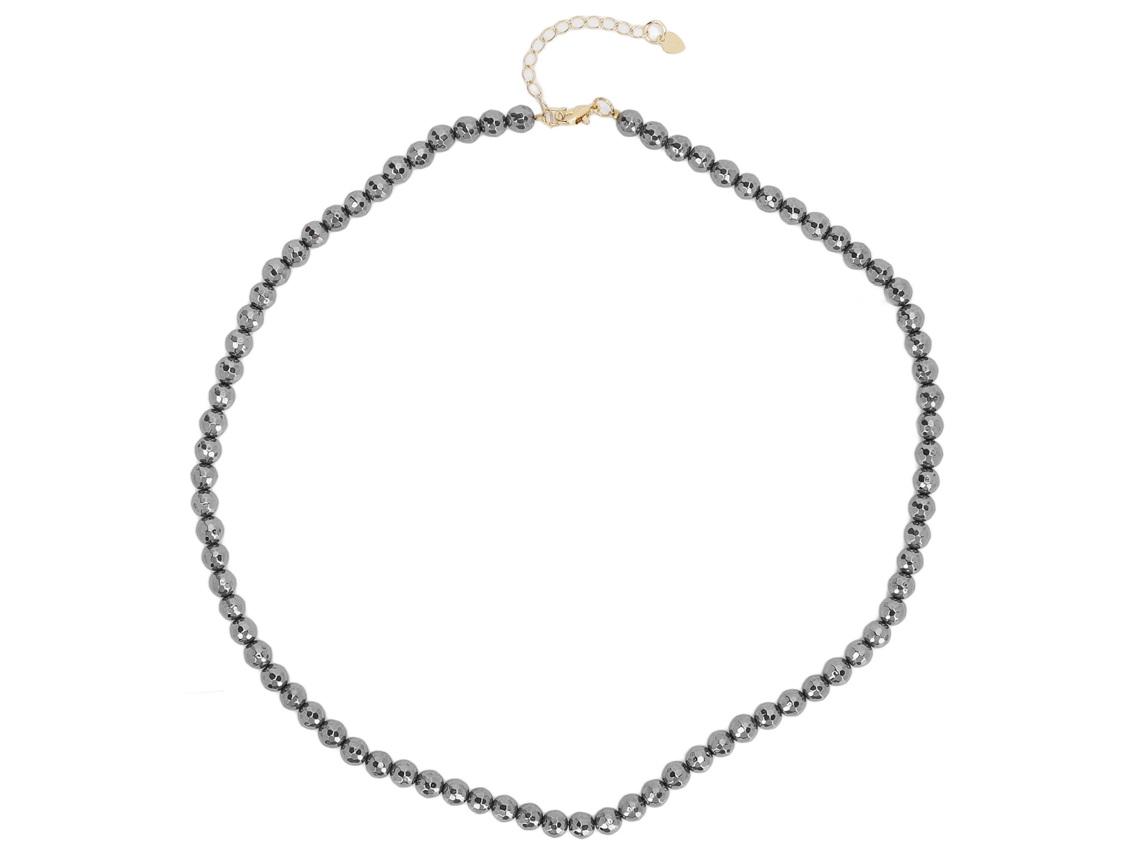 Collar de piedra de terahercios natural con cuentas redondas y 128 facetas para mujer Laopipfu