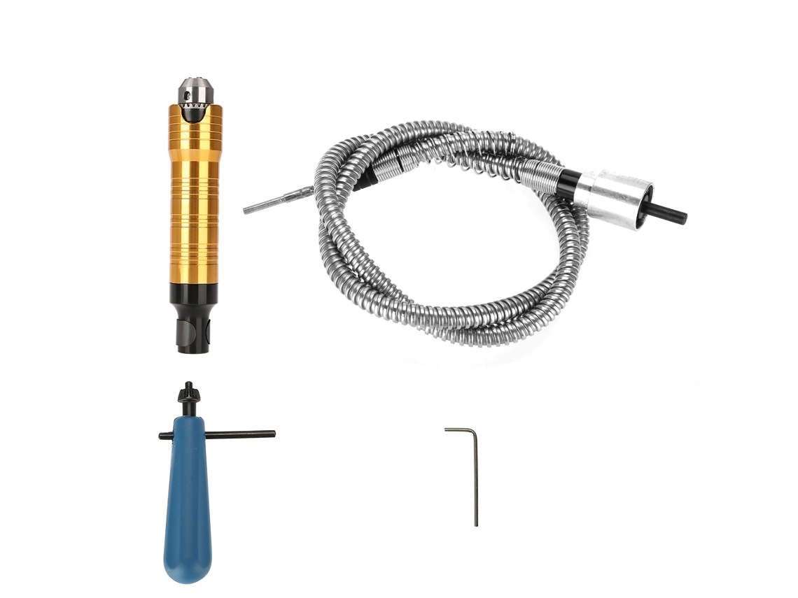 Eje flexible de 6 mm con portabrocas de 0,5 a 6,5 mm para taladros eléctricos y amoladoras rotativas.