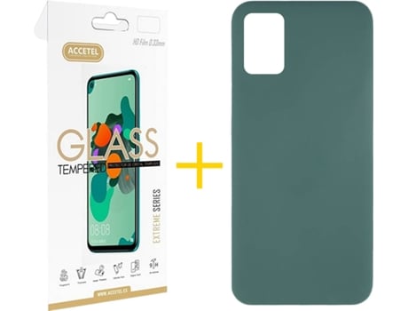 Kit Funda + Protector de Pantalla Samsung Galaxy A51 ACCETEL Silicona Líquida (Verde)