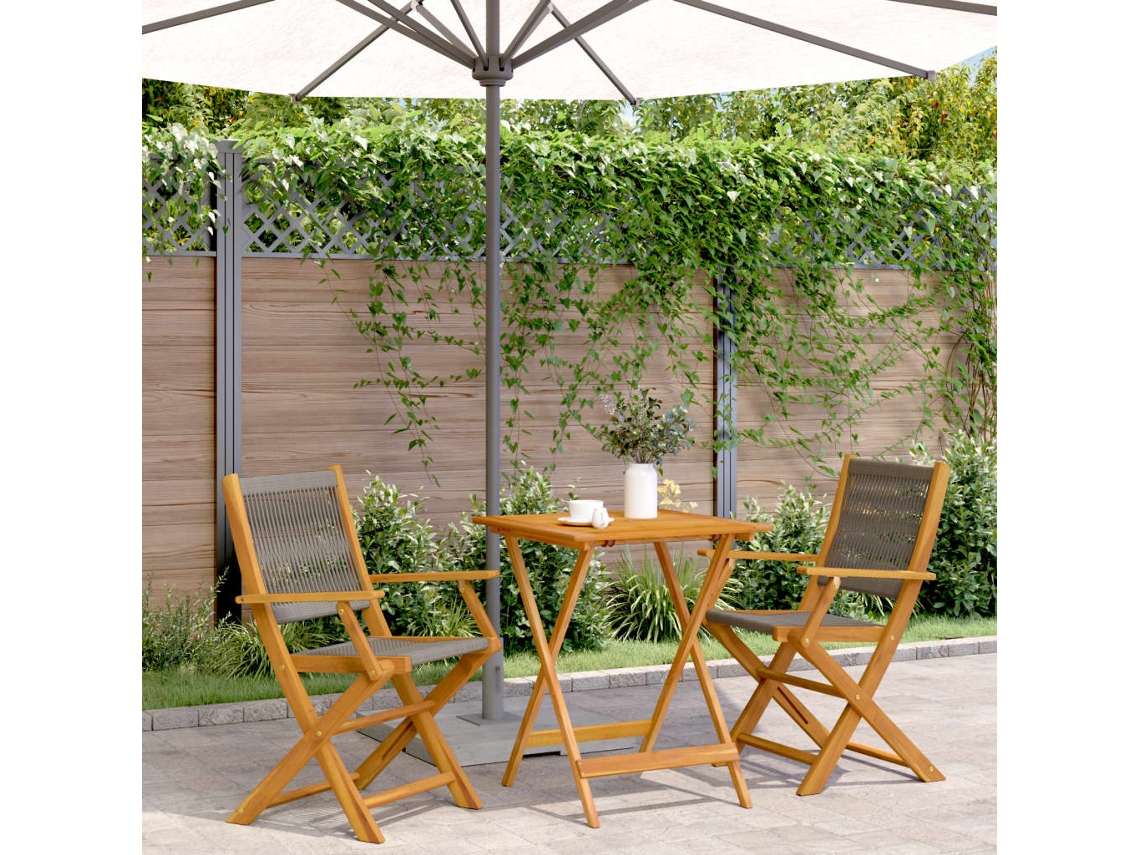 Conjunto Bistrô 3 Peças Polipropileno/madeira Maciça Cinzento Dkd Home Decor