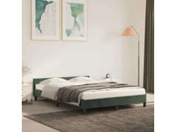 Estructura Cama Sin Colchón Terciopelo Verde Oscuro 140x200 Cm