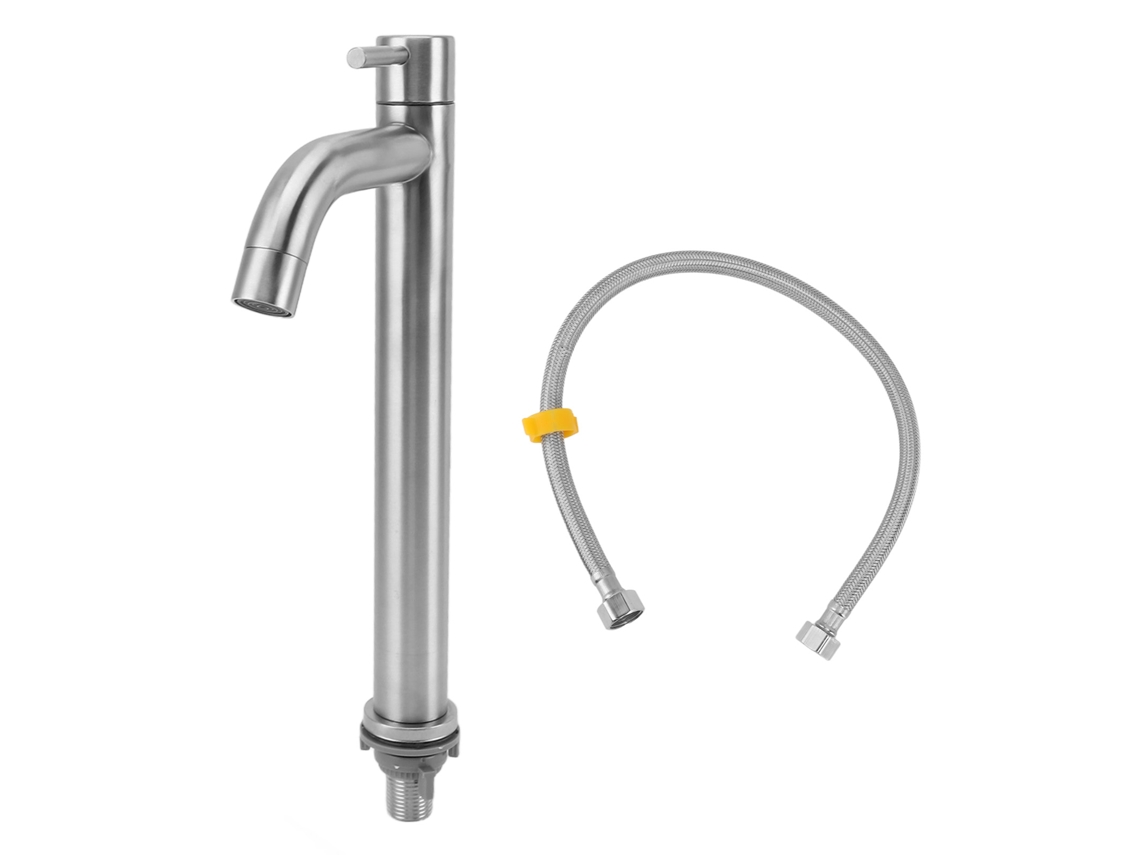 Grifo de agua fría para cocina/baño, de acero inoxidable, de un solo orificio y una sola manija, de alta calidad.
