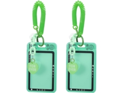 Juego De 2 Portatarjetas De Transporte Transparentes Con Llavero De Doble Anilla Verde Y Protectores De Tarjetas.