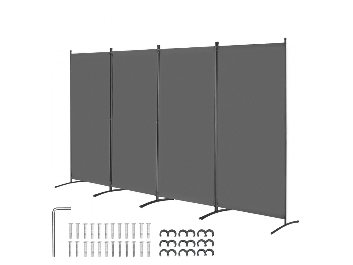 Mampara plegable de 4 paneles Tekmaquinas en tela Oxford gris