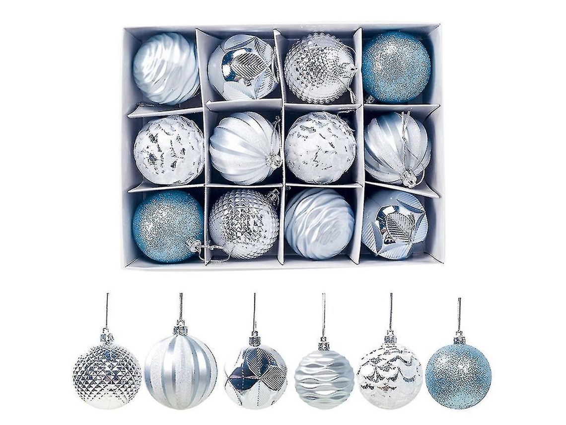 12 Bolas Decorativas Para Árbol De Navidad De 5,99 Cm En Caja Reutilizable Para Fiestas Navideñas.