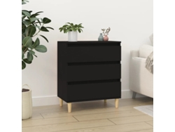 Aparador De Madera Contrachapada Negro 60x35x70 Cm