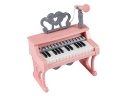 Teclado de piano infantil, 25 teclas, 6 ritmos y sonidos, micrófono y soporte, ABS, rosa, funciona con USB o pilas, NORTHIX