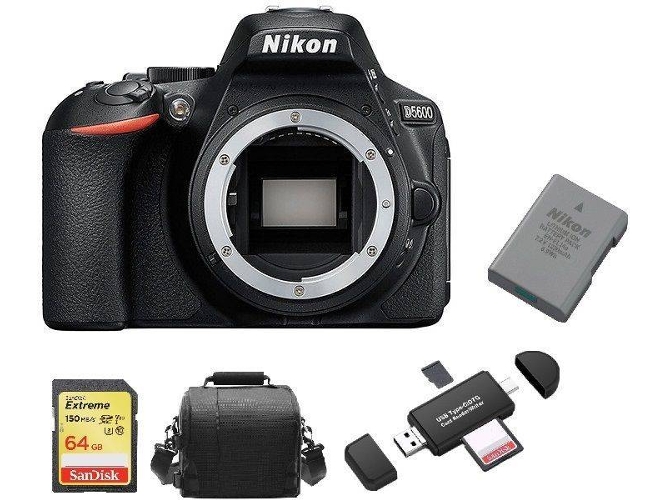 Kit Cámara Réflex NIKON D5600 + 64GB SD + Bolsa + EN-EL14A + Lector de Tarjetas