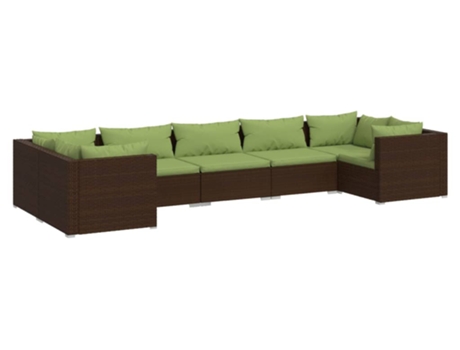 Conjunto 7 muebles de jardín VIDAXL y cojines ratán sintético marrón