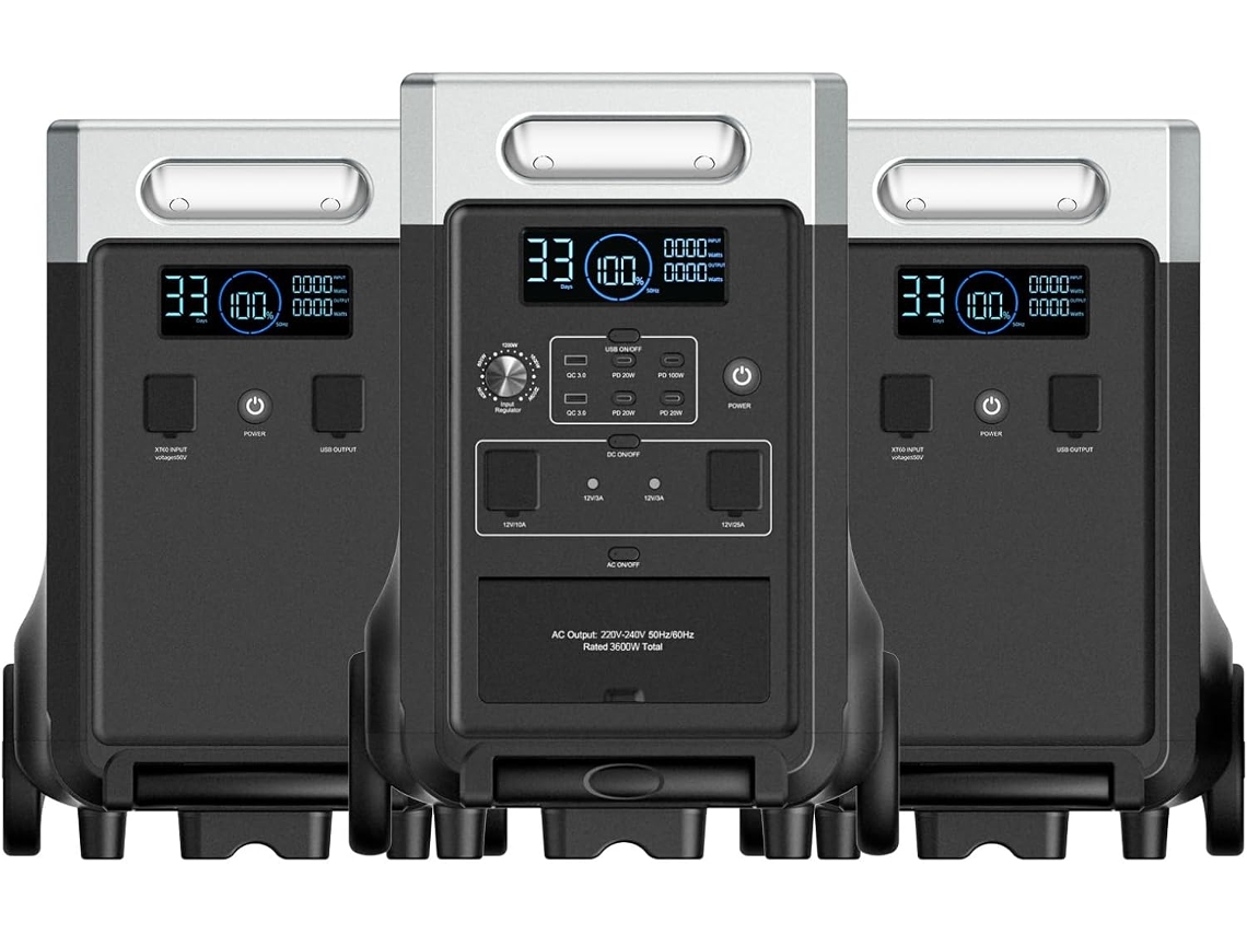 Estación de Energía Portátil P310 con 2x Batería de Expansión P310 AFERIY 11520Wh Batería LiFePO4 y 2200W Salidas AC 4000W Pico para Hogar Camping RV