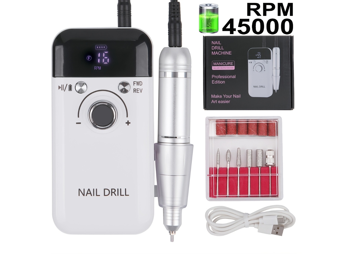 Lima De Uñas Eléctrica, Portátil Y Profesional Para Salones De Manicura, Recargable, Silenciosa Y Equipada Con Pantalla Lcd.