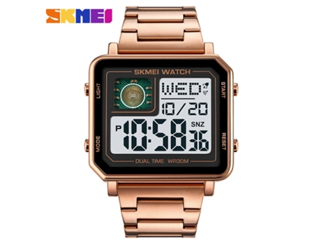 Reloj de pulsera digital deportivo de esfera grande para hombre con reloj cuadrado LED resistente al agua, oro rosa LUUCOZK