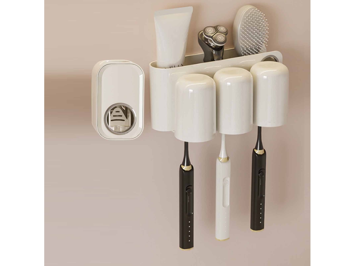 Soporte para cepillos de dientes sin orificio con 3 vasos