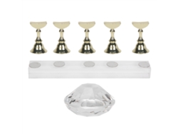 Soporte magnético para manicura y decoración de uñas con herramientas de práctica y exhibición.