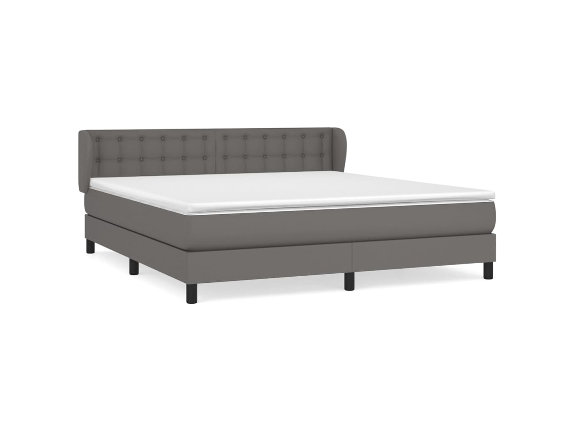 Maison Exclusive - Cama Box Spring Con Colchón Cuero Sintético Gris 160x200 Cm