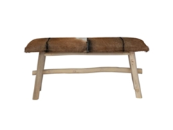 Maison Exclusive - Banco De Madera De Teca Con Piel De Cabra