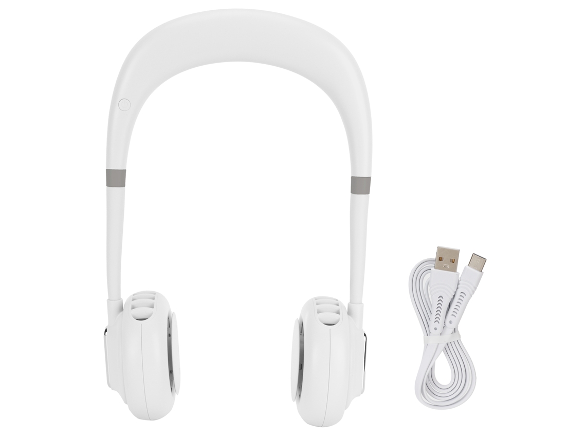 Mini Ventilador De Cuello Portátil Manos Libres Con 3 Velocidades Y Carga Usb - Blanco