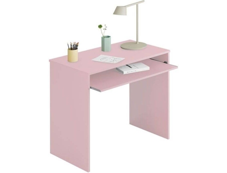 Mesa De Ordenador con bandeja escritorio juvenil modelo ijoy color rosa nube medidas 90 cm ancho 54 fondo 79 alto habitdesign extensible 90x79x54