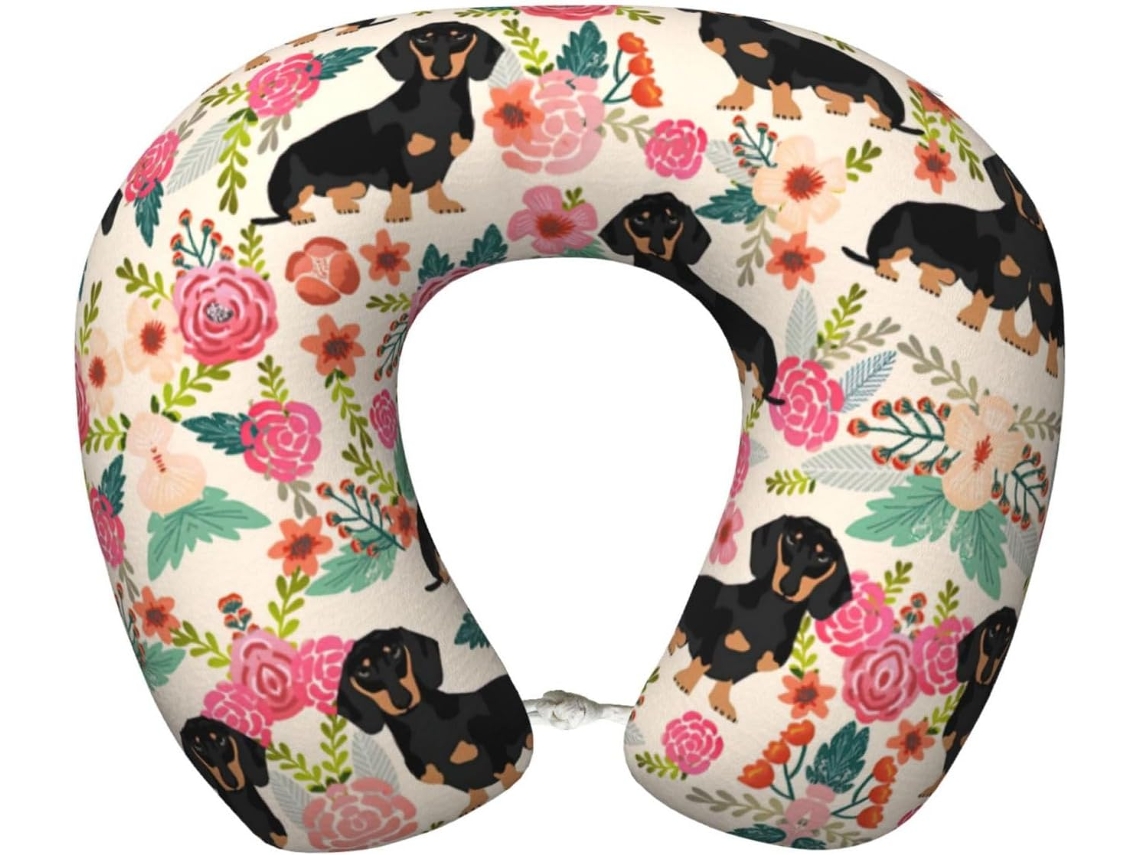 Almohada Viaje Floral Espuma Viscoelástica Poliéster Confort. Soporte Relajación, Fácil