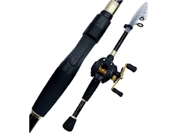 Combo De Caña Pescar Para Casting: Telescópica Carbono Y Carrete Baitcasting, Kit Pesca Portátil Viajes, Pe...