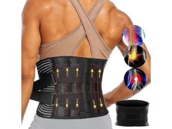 Faja Lumbar Ajustable Con 6 Huesos Corset Ortopédico Para Hombre Alivio Dolor Espalda Decompresión Columna Entrenador Cintura Xxl Negro