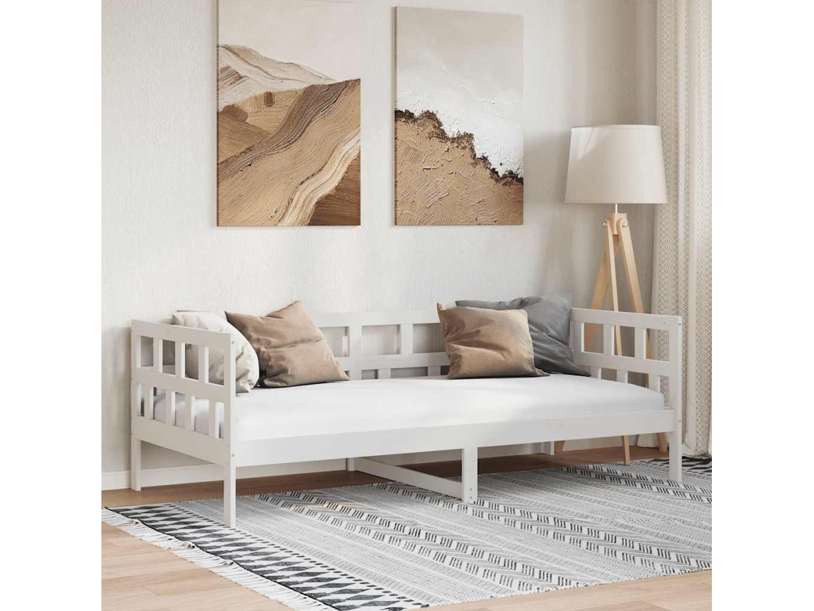Sofá Cama Madera Maciza De Pino Blanco 90x190 Cm