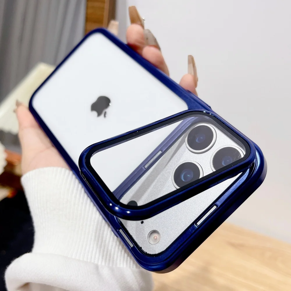 (iphone 17 Pro Max, Azul) Funda Plegable Con Soporte Para Iphone, Ultrafina, Transparente Y A Prueba De Golpes.
