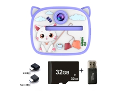 Siurn Hd 1080p Cámara Instantánea Gatito Morado32glector De Tarjetasotg
