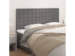 Cabeceros 4 Unidades De Cuero Sintético Gris 90x5x78/88cm