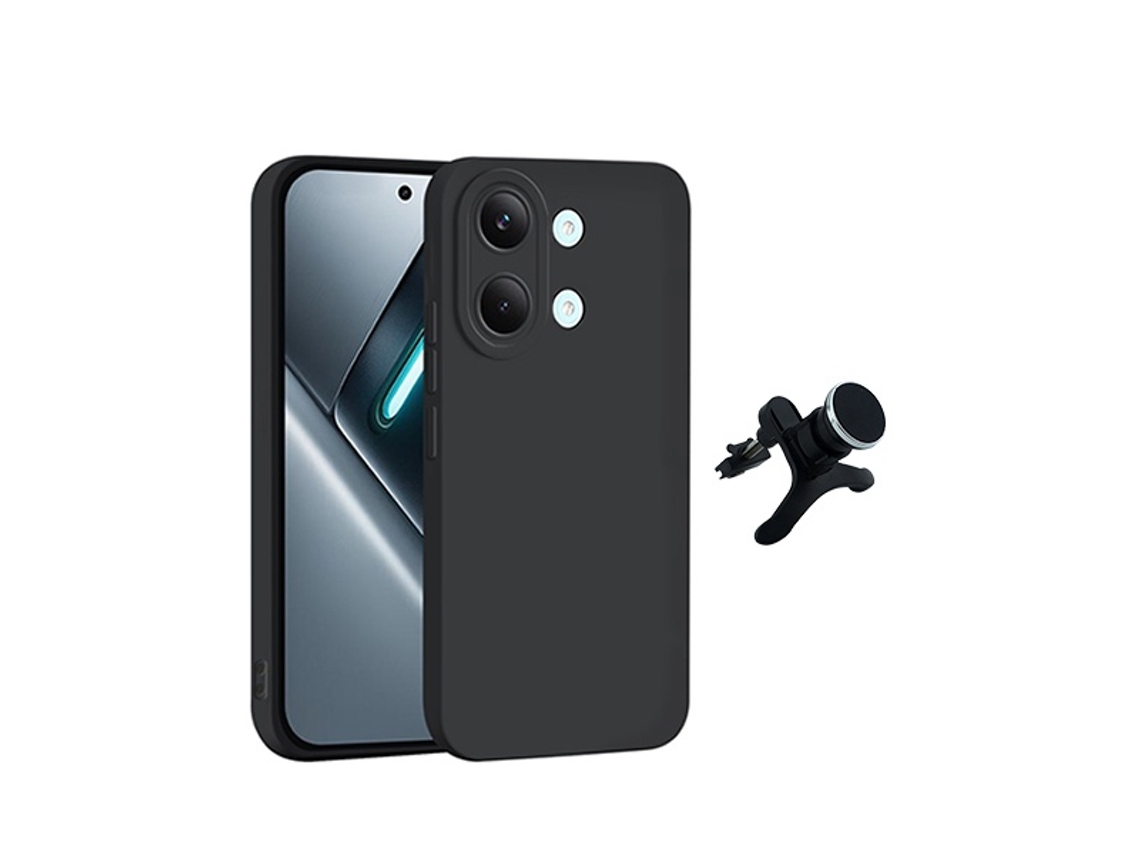 Kit Suporte Magnético Reforçado Capa Silicone Líquido Phonecare Para Xiaomi Poco X8 Pro Max 5g - Preto