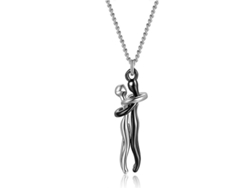 Collares De Pareja Con Colgante Cruz Abrazo De Amor Regalo Plata Negro Plata Negra