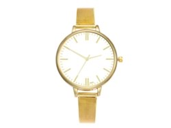 Reloj Analógico De Cuarzo Para Mujer Con Brazalete De Malla De Acero, Estilo Casual Y Elegante (dorado)