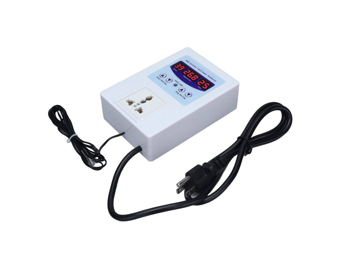 2026dz-controlador De Temperatura Termostato Digital Con Sensor Regulador Ac110-240v Plug Us Blanco